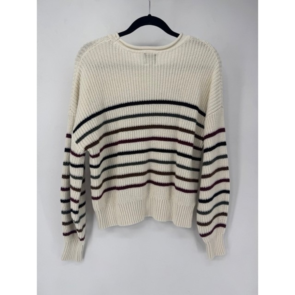 GAP Women Cream Striped Cotton Rollneck Knit Sweater MEDIUM Minimalist Nautical - Picture 6 of 9